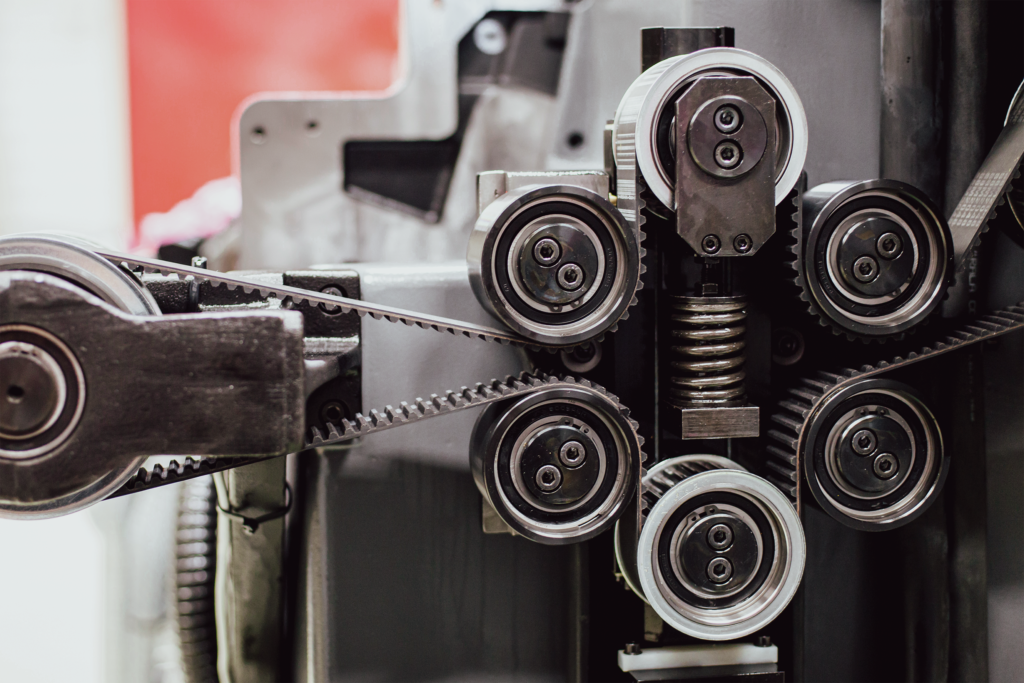 Zoom sur le mécanisme d'une machine offset